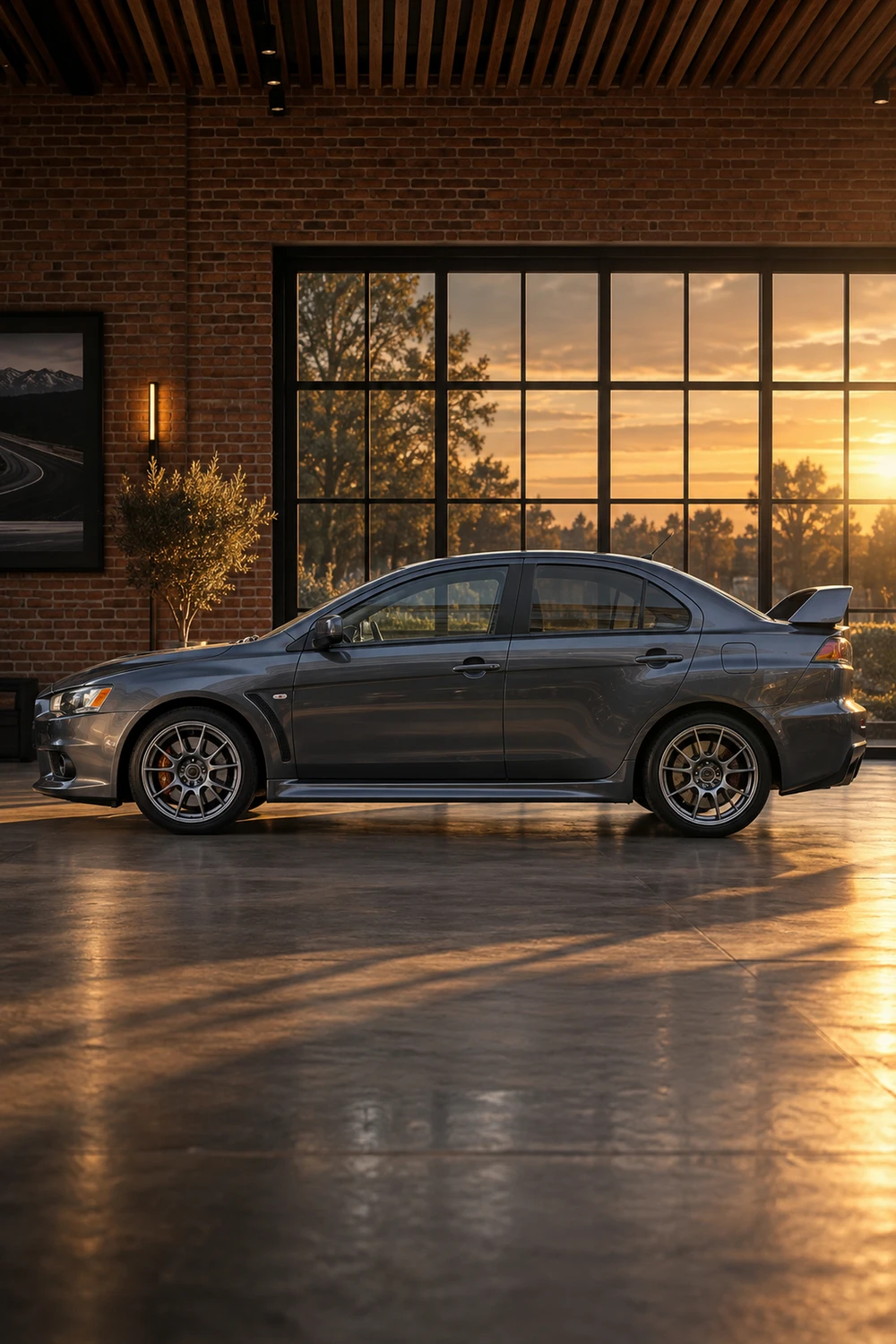 АВТО 1006754 Mitsubishi Evolution X графитовый гараж из кирпича