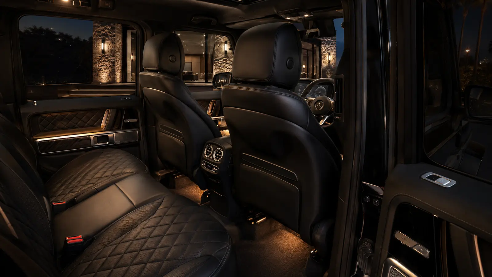 АВТО 1002028 премиальный салон Mercedes G-класса с янтарной подсветкой