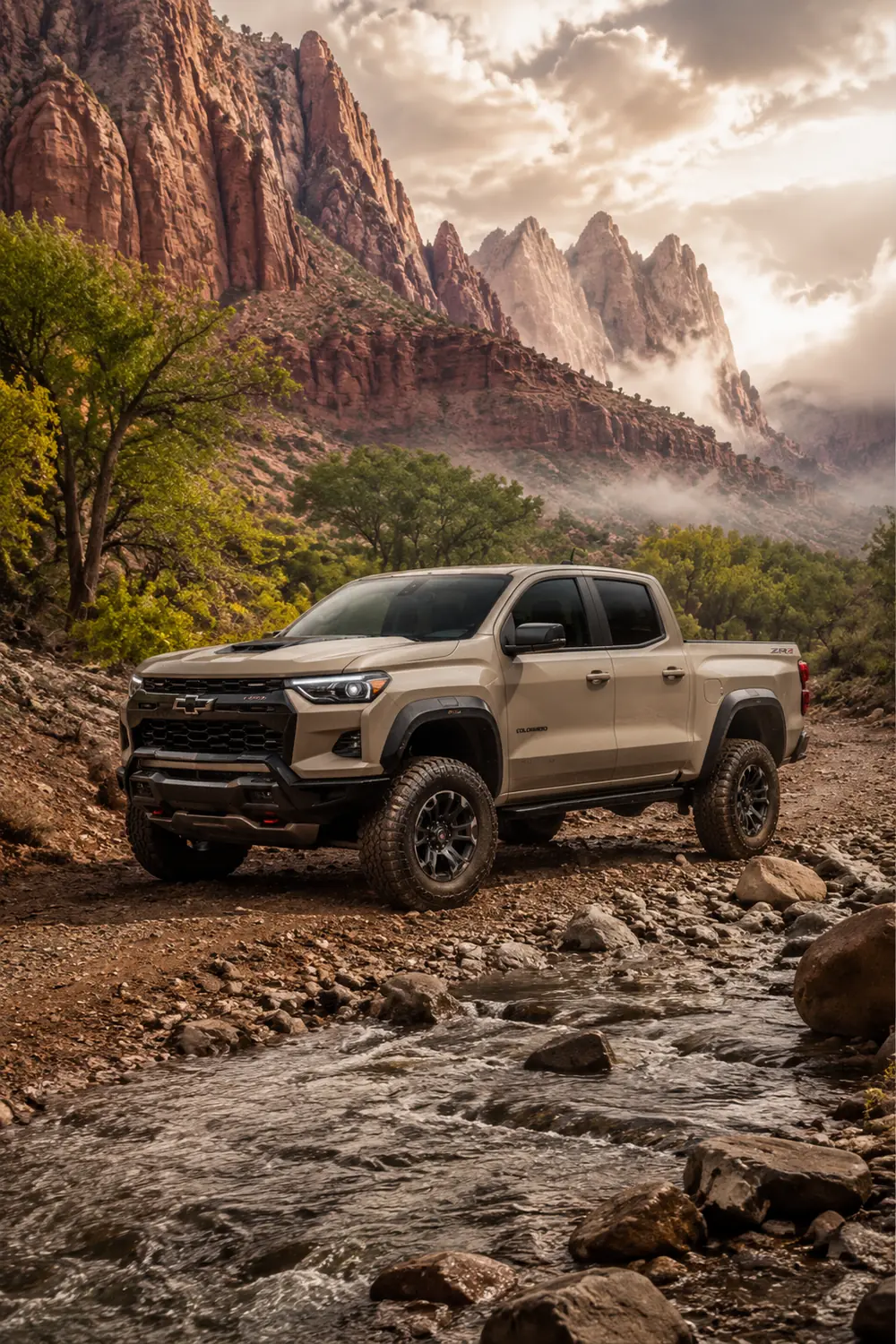 АВТО 1003848 песочный Chevrolet Colorado ZR2 Bison в каменном каньоне