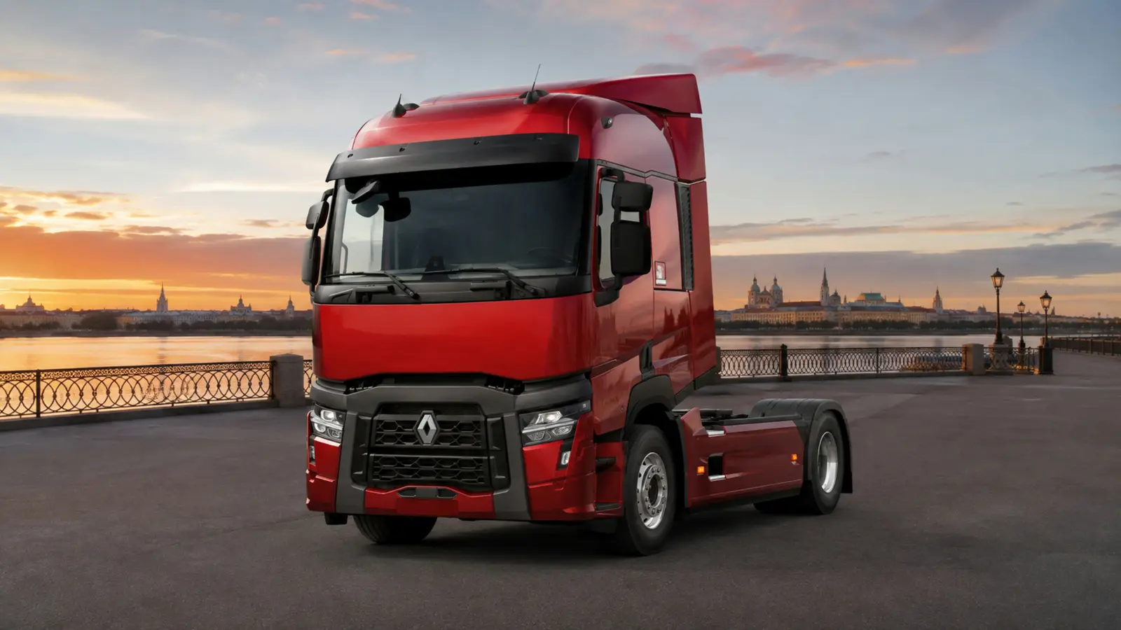 АВТО 1003186 красный Renault Trucks T High целиком премиальный кадр