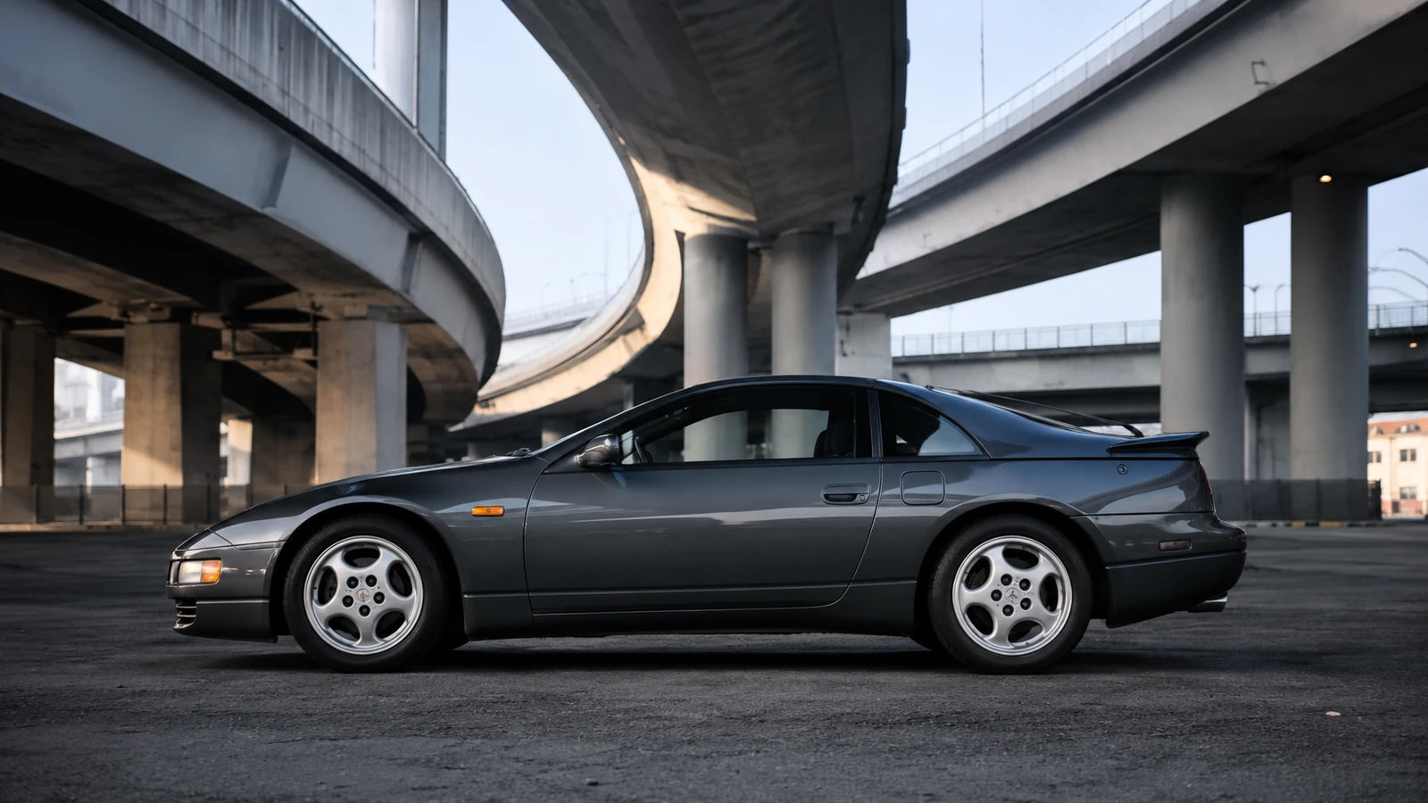 АВТО 1000733 серый Nissan 300ZX под эстакадами в стиле 90-х