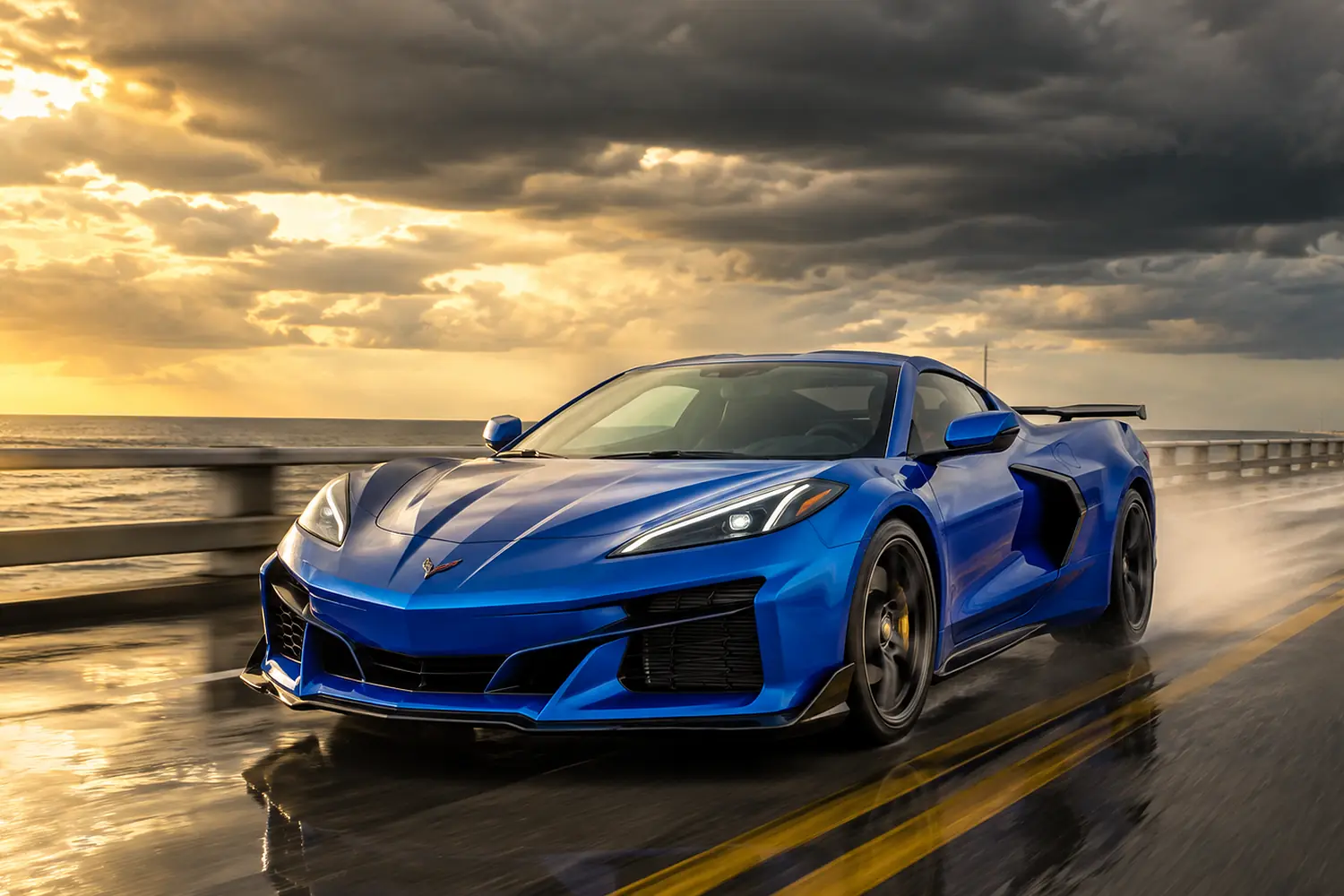 АВТО 1003427 синий Chevrolet Corvette Z06 после тропического ливня