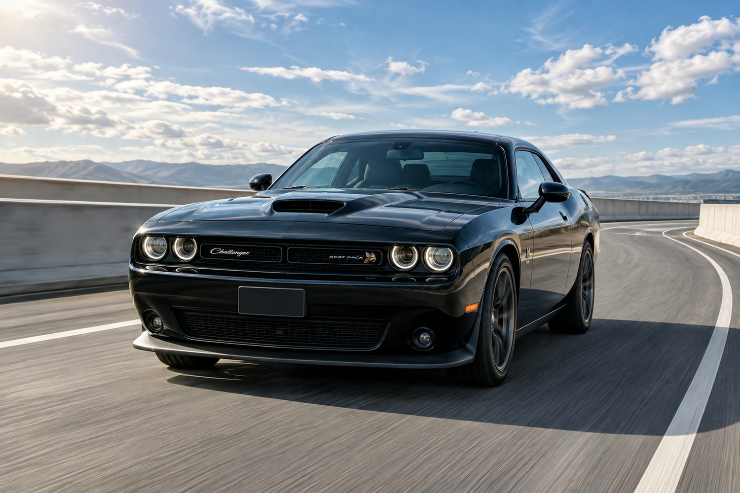 АВТО 1006714 Dodge Challenger Scat Pack чёрный бетонная дуга