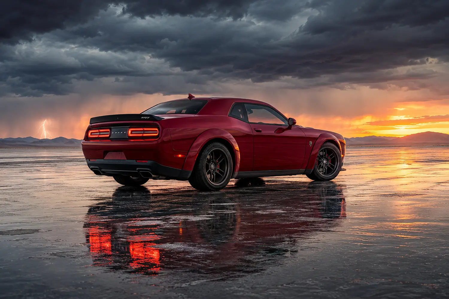 АВТО 1003515 красный Dodge Challenger Demon на соляном озере
