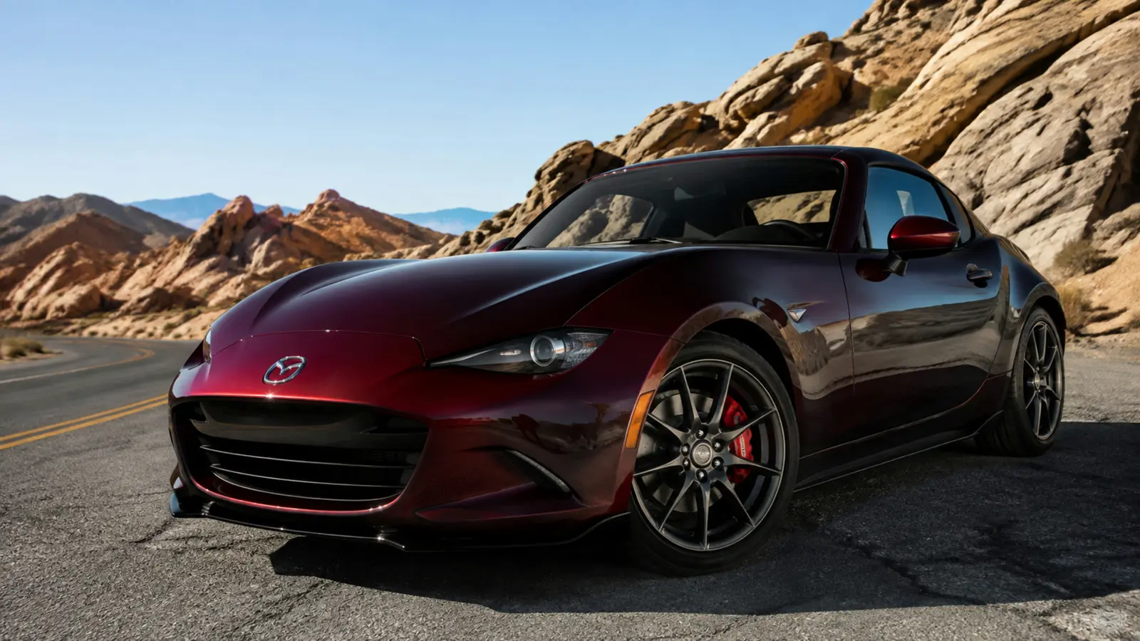АВТО 1003309 бордовый Mazda MX-5 RF крупно колесо и крыло