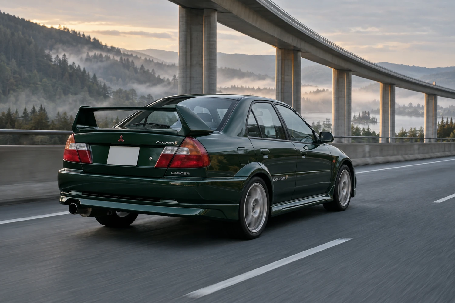 АВТО 1007375 Mitsubishi Lancer Evolution V зелёный городская эстакада