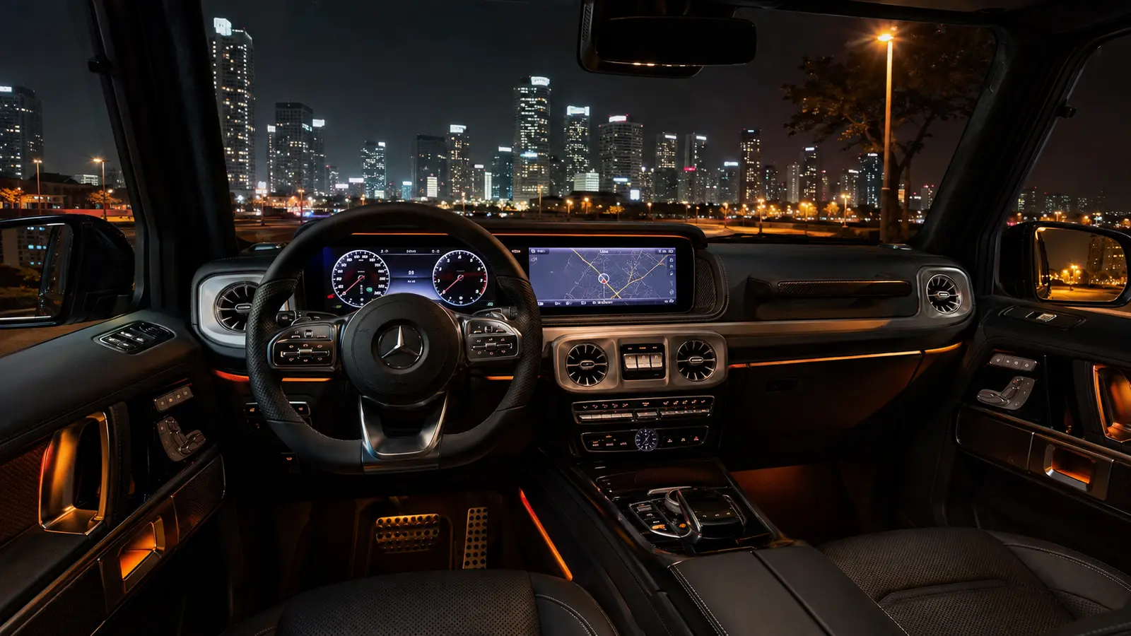 АВТО 1000635 салон Mercedes G-Class с янтарной подсветкой