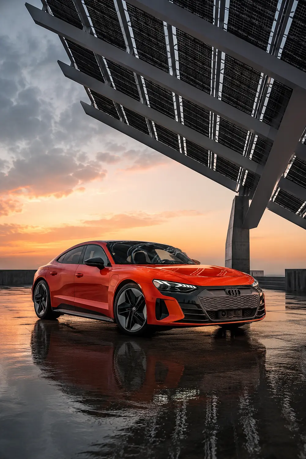 АВТО 1003638 оранжевый Audi RS e-tron GT performance под солнечным навесом