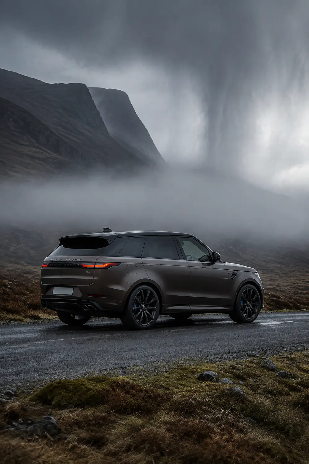 АВТО 1003470 бронзовый Range Rover Sport под ливнем в горах