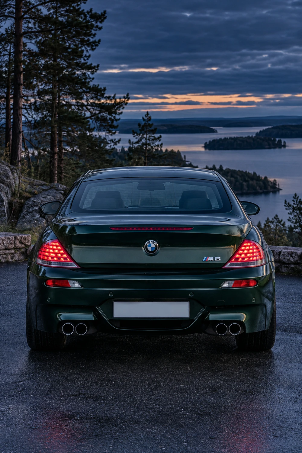 АВТО 1007230 BMW M6 E63 зелёный сумерки у леса