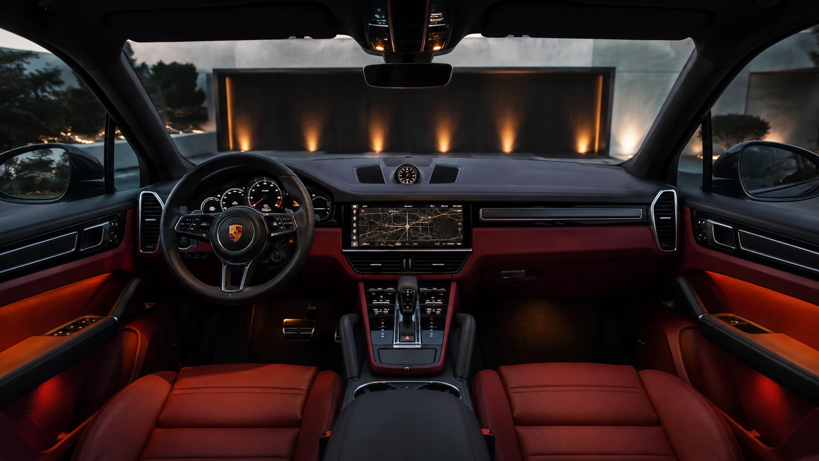 АВТО 1001290 салон Porsche Cayenne с красной кожей