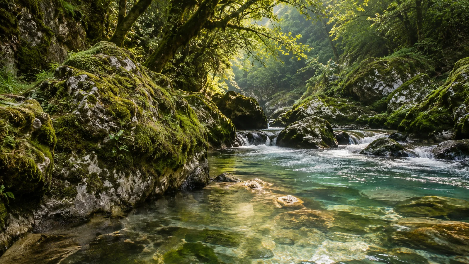 ПРН 1000676 Абхазия мох на камнях лесной реки