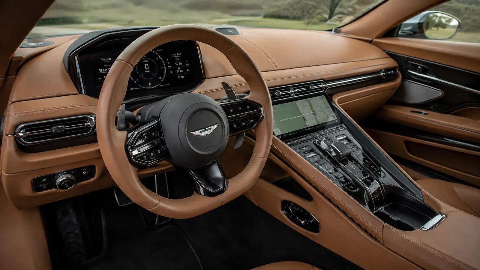 АВТО 1001577 Интерьер Aston Martin DB12 с рулём и цифровой панелью